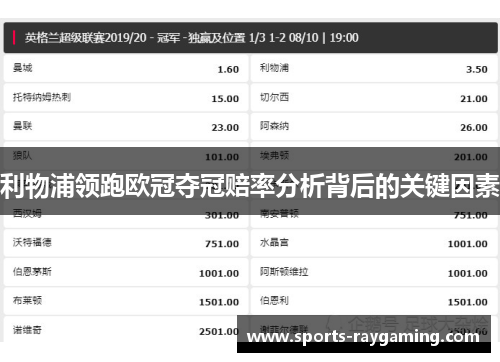 利物浦领跑欧冠夺冠赔率分析背后的关键因素